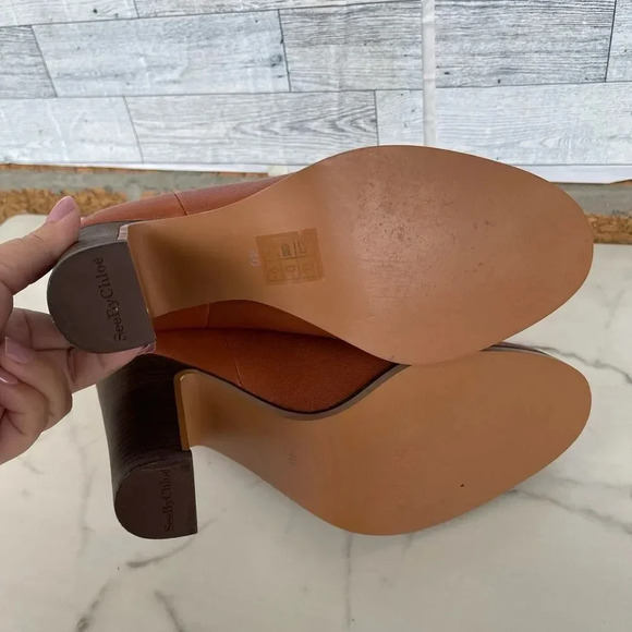 See By Chloe chestnut Leather Ankle Length Boots Size 40/9.5 - Picture 6 of 13